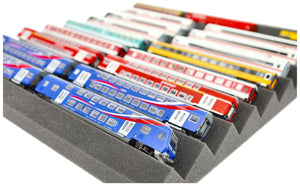 500 mm x 500 mm x 45 mm customizable zig-zag pattern Feldherr foam tray for model railways TT Gauge