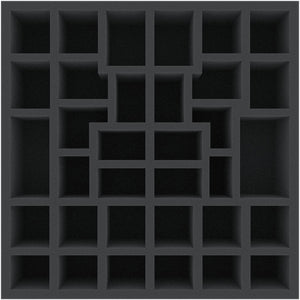 BXMEWN075BO 312 mm x 312 mm x 75 mm foam tray for board games - 34 compartments