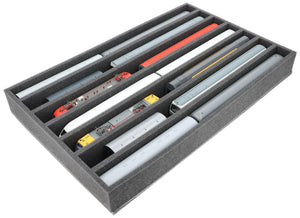 DS065A001 Foam inlay H0 Gauge - vertical - 7 slots for model railway locomotives, wagons and vehicles