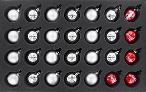 DS070A001 Feldherr foam tray for 28 Christmas baubles diameter 60 mm with crown