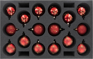 DS090A001 Feldherr foam tray for 16 Christmas baubles diameter 80 mm with crown