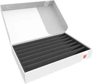 Feldherr Storage Box DSLB075 for model railway locomotives, wagons and vehicles - 7 slots for TT Gauge - vertical