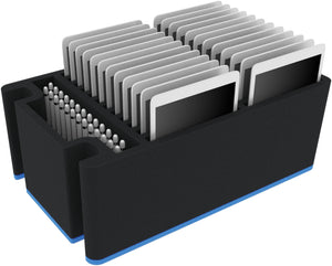 Case / Trolley for 24 tablets in thin sleeves - compartments 14 mm wide - including pencil holder - compatible with Apple iPad, Samsung Galaxy Tab A or Microsoft Surface Go - anthracite gray