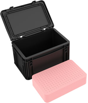Feldherr ESD Pick and Pluck foam + Eurocontainer with hinged lid ED 32/17 HG 300 x 200 x 185 mm