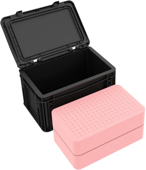 Feldherr ESD Pick and Pluck foam + Eurocontainer with hinged lid ED 32/17 HG 300 x 200 x 185 mm