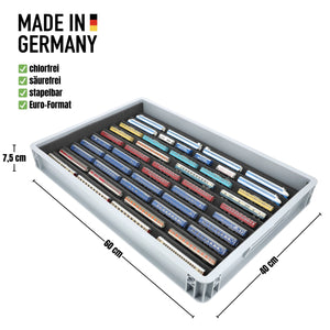 Euro Box mit Zugliege - 10 compartiments pour voie Z - pour locomotives, wagons et véhicules ferroviaires miniatures