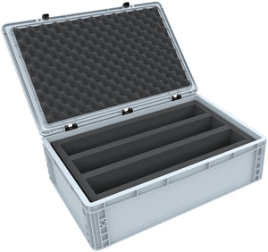 Euro Box / Container Case for model railway locomotives, wagons and vehicles - 3 slots for 0 Gauge - vertical