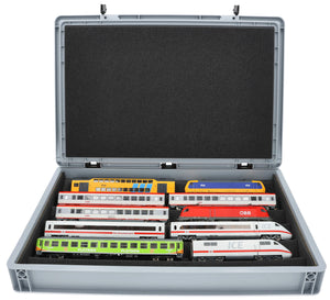 Feldherr Eurobox 60x40 Set with Zugliege - 5 compartments for H0 Gauge - for model railway locomotives, wagons and vehicles