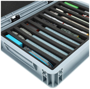 Feldherr Eurobox 40 x 30 cm Set for model railway - N scale - 11 compartments - foam insert for upright storage