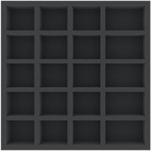 AFMETL065BO 285 mm x 285 mm x 65 mm foam tray for board games - 20 compartments