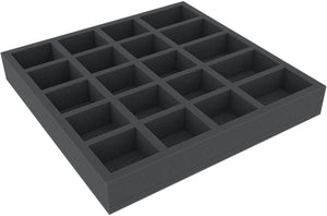 AFMETL065BO 285 mm x 285 mm x 65 mm foam tray for board games - 20 compartments