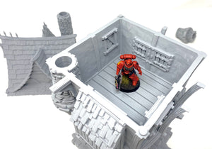 Maison de Ville Imprimée en 3D 01 pour Miniatures de Table - Peignable et Hautement Détailée - Parfaite pour D&D, Wargaming et Dioramas - Échelle 28mm - Env. 18x16x35 cm - Multiparts