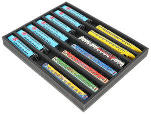 FS035A001 Foam inlay N-gauge - horizontal - 7 slots for model railway locomotives, wagons and vehicles