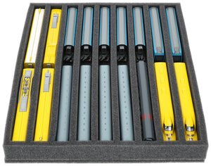 FS040A001 Foam inlay N-gauge - vertical - 9 slots for model railway locomotives, wagons and vehicles