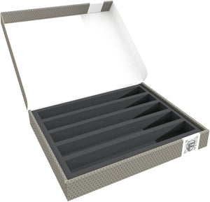 Feldherr Storage Box FSLB040 for model railway locomotives, wagons and vehicles - 5 slots for TT gauge - horizontal