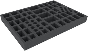 FXMFBY040BO 425 mm x 305 mm x 40 mm foam tray for board games with 64 compartments