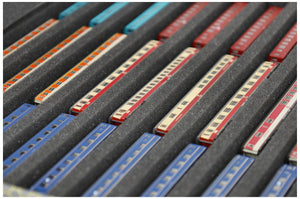 Feldherr Storage Box FSLB040 for model railway locomotives, wagons and vehicles - 9 slots for Z gauge horizontal