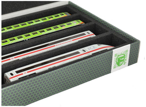 Feldherr Storage Box FSLB055 for model railway locomotives, wagons and vehicles - 4 slots for H0 gauge horizontal