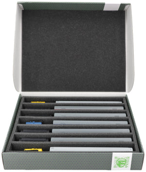 Feldherr Storage Box FSLB055 for model railway locomotives, wagons and vehicles - 7 slots for TT gauge vertical