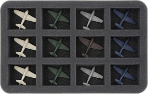 HS040A011 40 mm foam tray for miniatures in scale 1:56 (28 mm) – 12 compartments