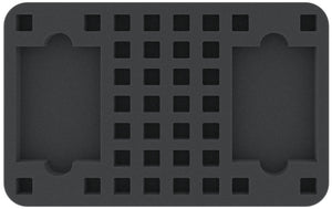 HSLP025BO 25 mm Half-Size foam tray with 36 square compartments plus 2 card-slots